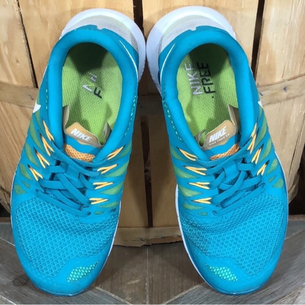 Nike Free 5.0 Turquoise Orange White 642199-303 Running Shoes Womens Size 6.5 - Picture 8 of 11